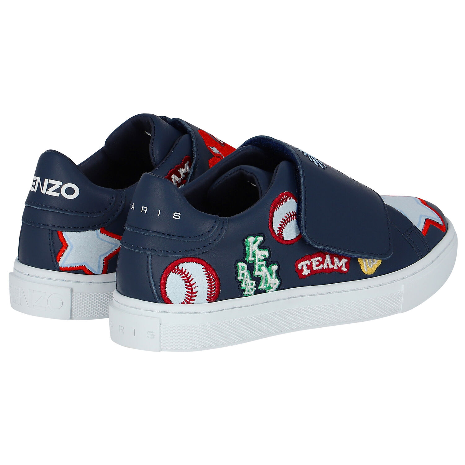 Navy Blue Varsity Tiger Logo Trainers, 1, hi-res